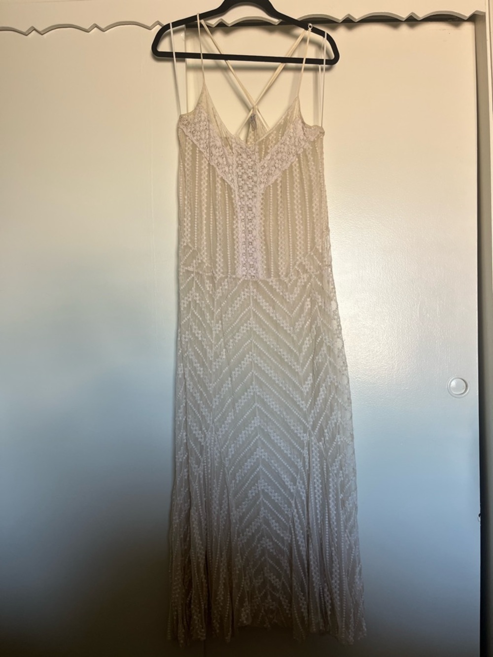 Free People Ivory Lace Maxi Dress with Crisscross Straps